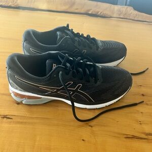 ASICS Women’s Black Athletic Running Shoes with Rose Gold Accents (NEW)